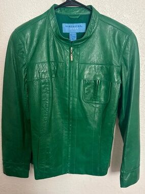 Rare Vintage Doncaster Sport Green Genuine Leather Jacket